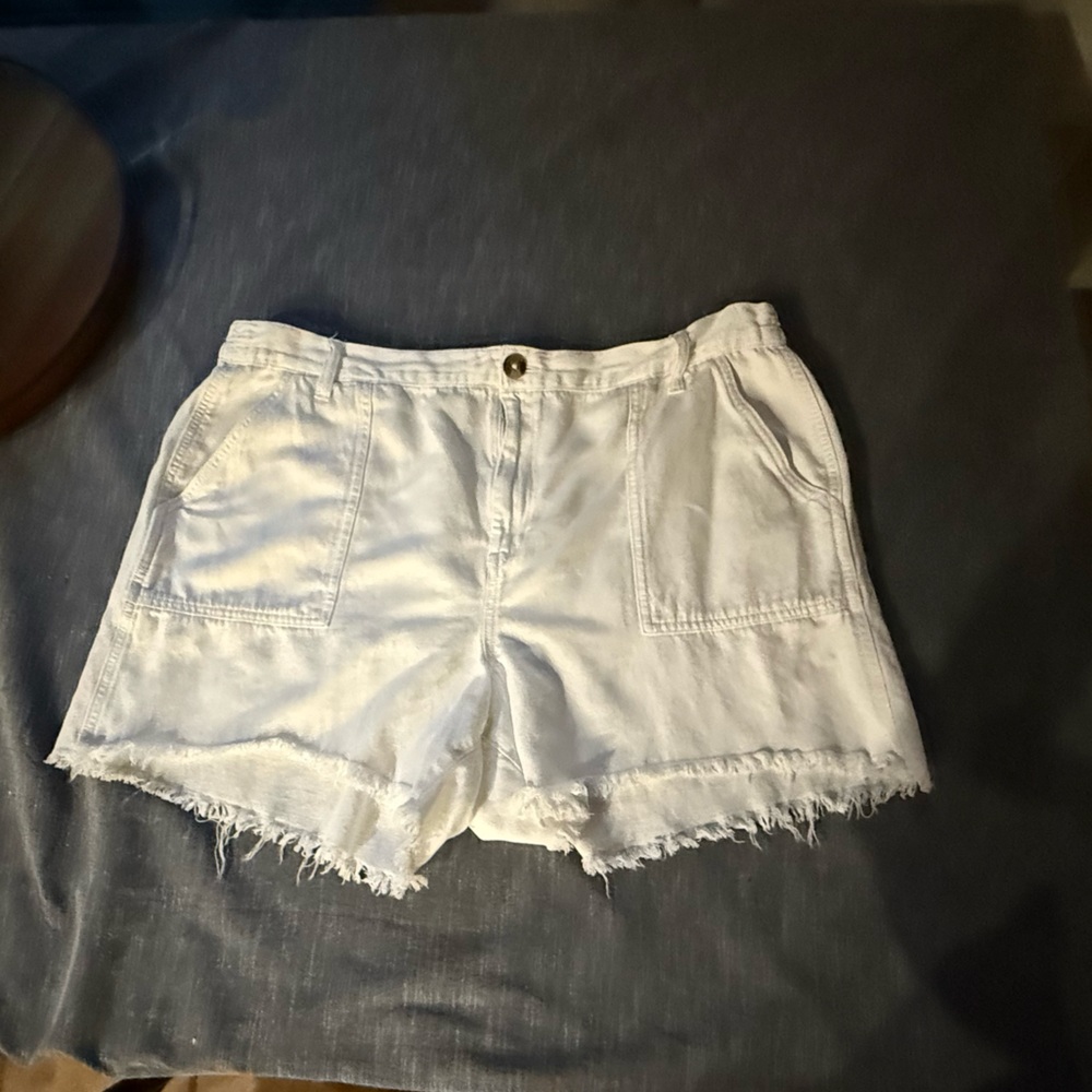 Aerie White Jean Shorts Relaxed Fit